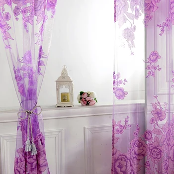

Creative Curtains Good-looking Curtains Perforated High-grade Peony Semi-shading Rotten Yarn 1