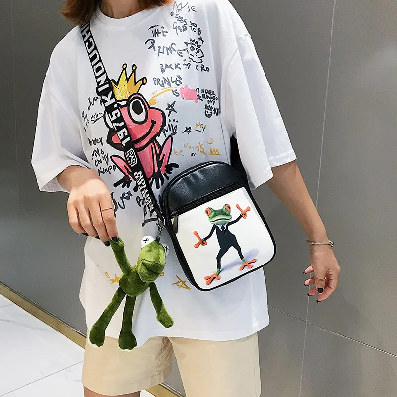 

Bags2019 Winter Creative Cool WOMEN'S Bag Contrast Color Cartoon Cute Girl'S Oblique Single Shoulder Strap Square Sling Bag