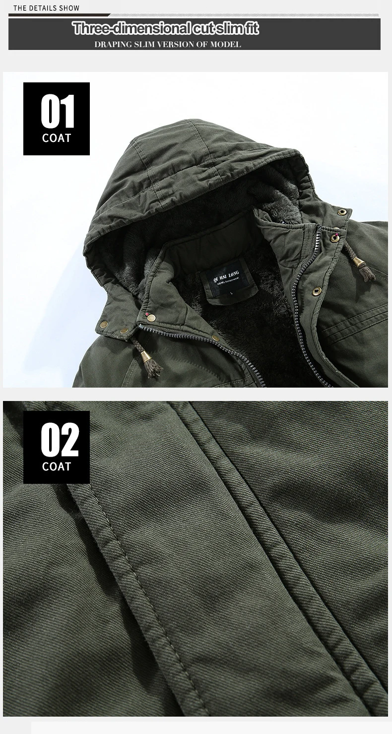 Winter Mid-length Jackets Men Military Fur Lined Thicken Warm Windbreaker Coats Mens High Quality Outdoor Tactical Parka Outwear
