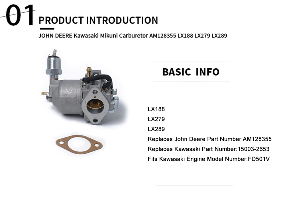 Карбюратор Carb для John Deere Kawasaki Mikuni AM128355 LX188 LX279 LX289 двигатель газонокосилки