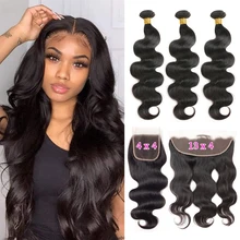 

Peruvian Hair Weave Body Wave Bundles Human Hair With Frontal Extension 13x4 Ear to Ear Lace Frontal Hair Bundles 4x4 Closure