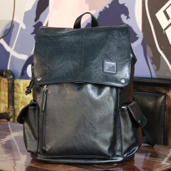 

New 2020 simple pu leather camouflage backpack texture backpack men and women casual travel backpack fashion school bag