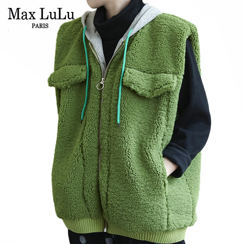 Max LuLu зимняя одежда модная Корейская женская панк уличная Женская безрукавка с капюшоном пальто повседневный меховой теплый жилет