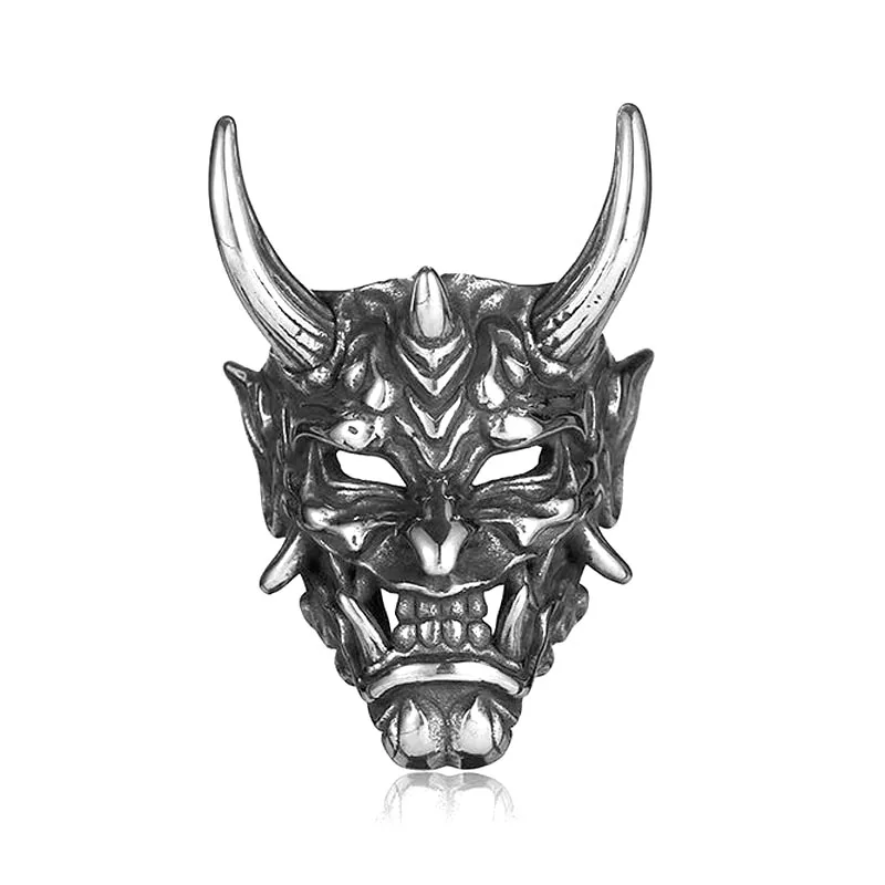 Finger Ring Silver Ring Retro Punk Demon Skeleton Hip Hop Rock Locomotive Titanium Steel Alloy for Men and Women