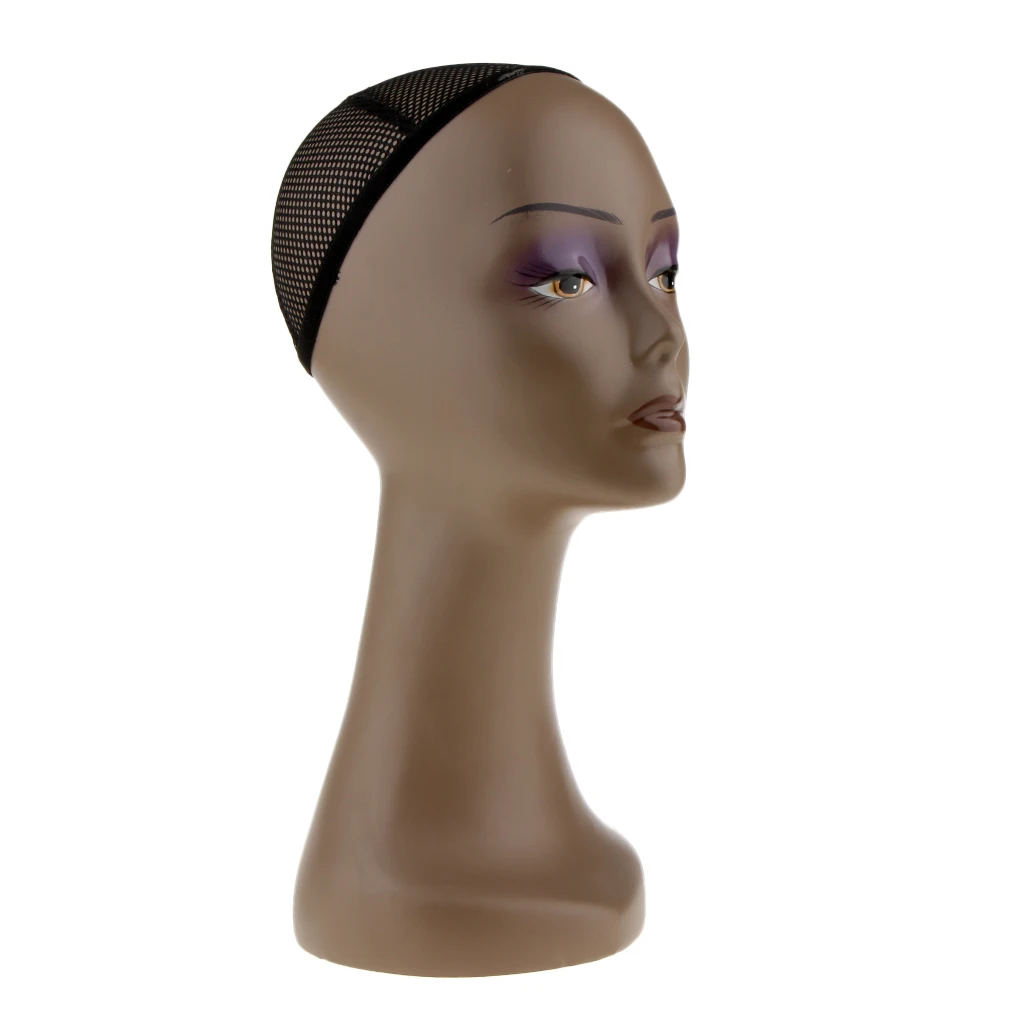 2x Hair Wigs Making Jewelry Display Head Female Mannequin Head Black Women Manikin Model W/ Cap