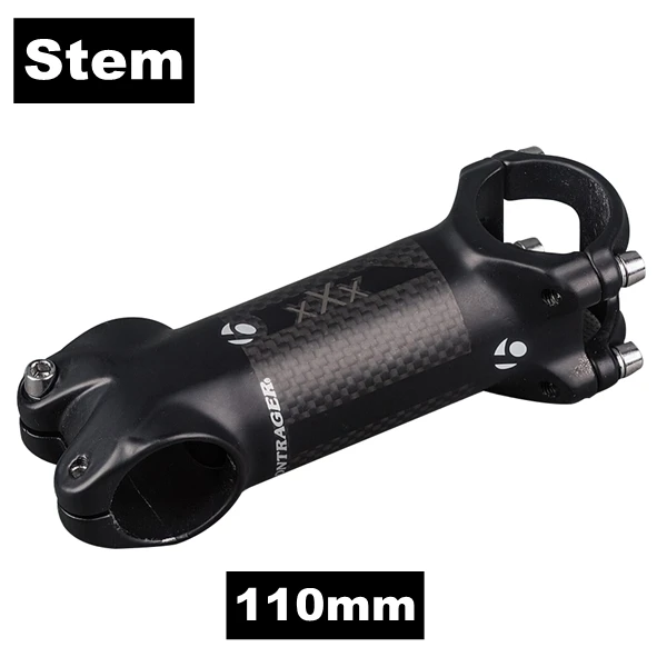 Stem 110mm Матовый черный xxx углеродное волокно Mtb комплект рулей для велосипеда плоский или подъемный Руль+ стержень+ подседельный штырь Запчасти для горного велосипеда - Цвет: Stem 110mm