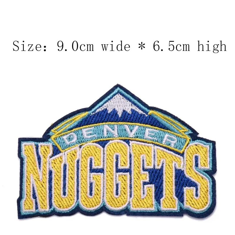 

Free shipping NBA DENVER NUGGETS embroidery patch 9cm wide iron on sew on DIY Jeans clothing/basketball patch/mountain patch