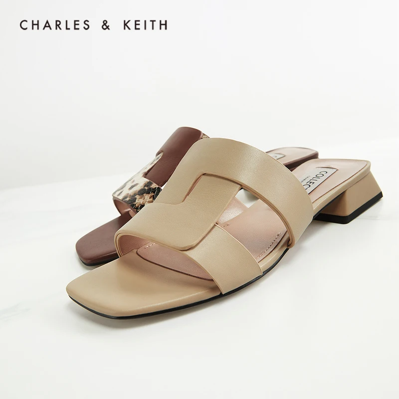 CHARLES & KEITHNew-Sandalias de bajo para SL1-71720059Women, calzado cuadrado abierta para primavera - Calzado