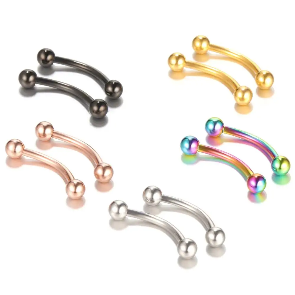2PCS Stainless Steel 16G Eyebrow Banana Piercing Ring Labret Lip Tongue Piercing Snake Eyes Banana Lengua Rook Tragus Earring Piercing Jewelry Body Piercing Earrings Ear Piercing Jewelry Metal Jewelry Body Piercing Jewelry Body Jewelry