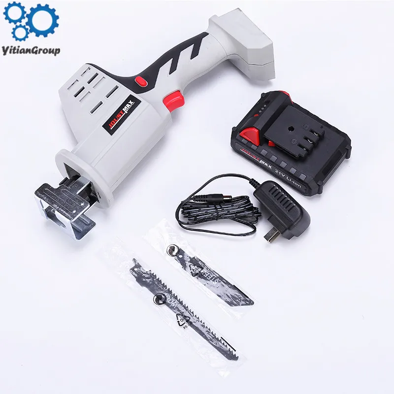 

21V Wood Angle Cutting Cordless Reciprocating Saw Kit Portable Electric Saw Blades Metal Woodworking Tool with Li-Ion Battery