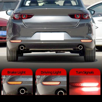 

CSCSNL 2Pcs For Mazda 3 Mazda3 Axela 2019 2020 Car Rear Fog Lamp LED Rear Bumper Brake Light Dynamic Turn Signal Light Reflector