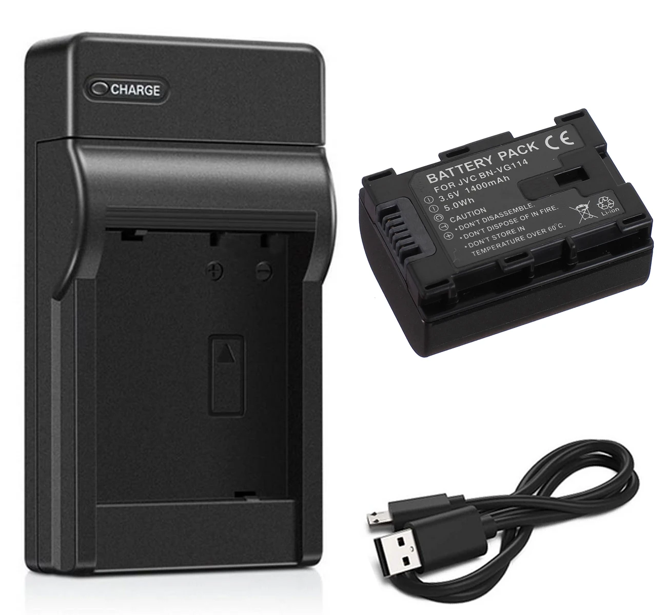 Батарейный блок+ lcd USB зарядное устройство для JVC BN-VG107, BN-VG107U, BN-VG107E, BN-VG108, BN-VG108U, BN-VG108E, BN-VG114, BN-VG121 - Цвет: Battery and ChargerA