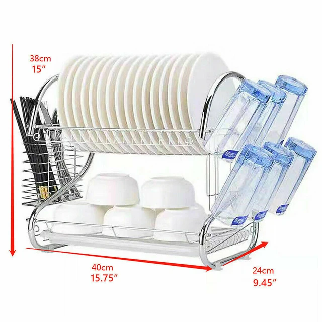 Hot Kitchen Dish Cup Drying Rack Drainer Dryer Tray Cutlery Holder