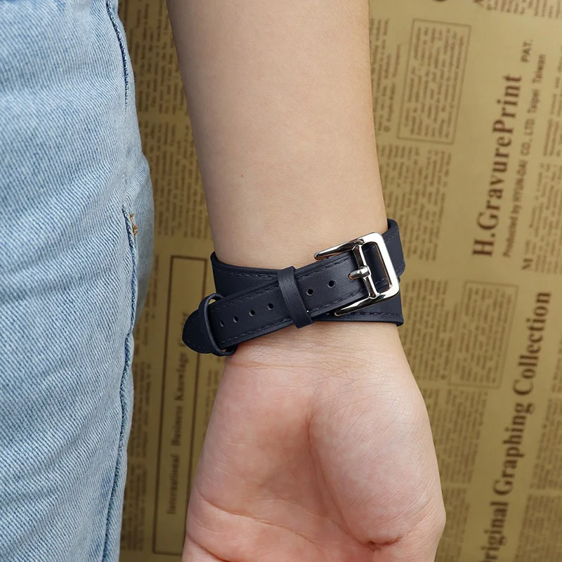 Attelage Double Tour untuk Apple Watch Band 40Mm 44Mm 42Mm 38Mm Kulit Asli  Watchband Gelang IWatch Seri 3 4 5 6 SE Strap|Watchbands| - AliExpress