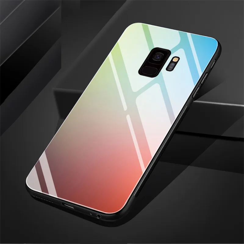 Новейший цветной чехол для телефона из закаленного стекла для Samsung Galaxy S8 S9 S10 Plus Note8 Note9, роскошное закаленное стекло