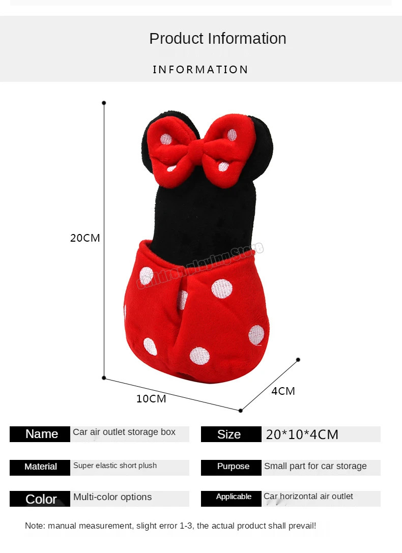 Mickey Mouse Doll Car Accessories Hanging Storage Pocket Organizer Seat Cover 