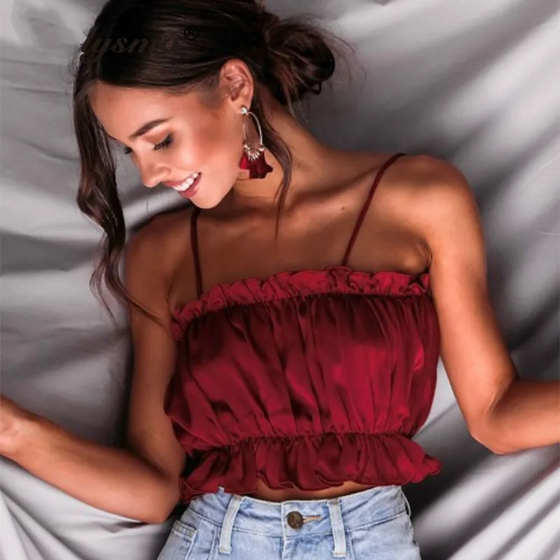 

Crop Top Women T Shirt Short Woman Tank Top Sleeveless Casual Tops Ruffles Tee Shirts Summer Tops For Women 2019 Tshirt