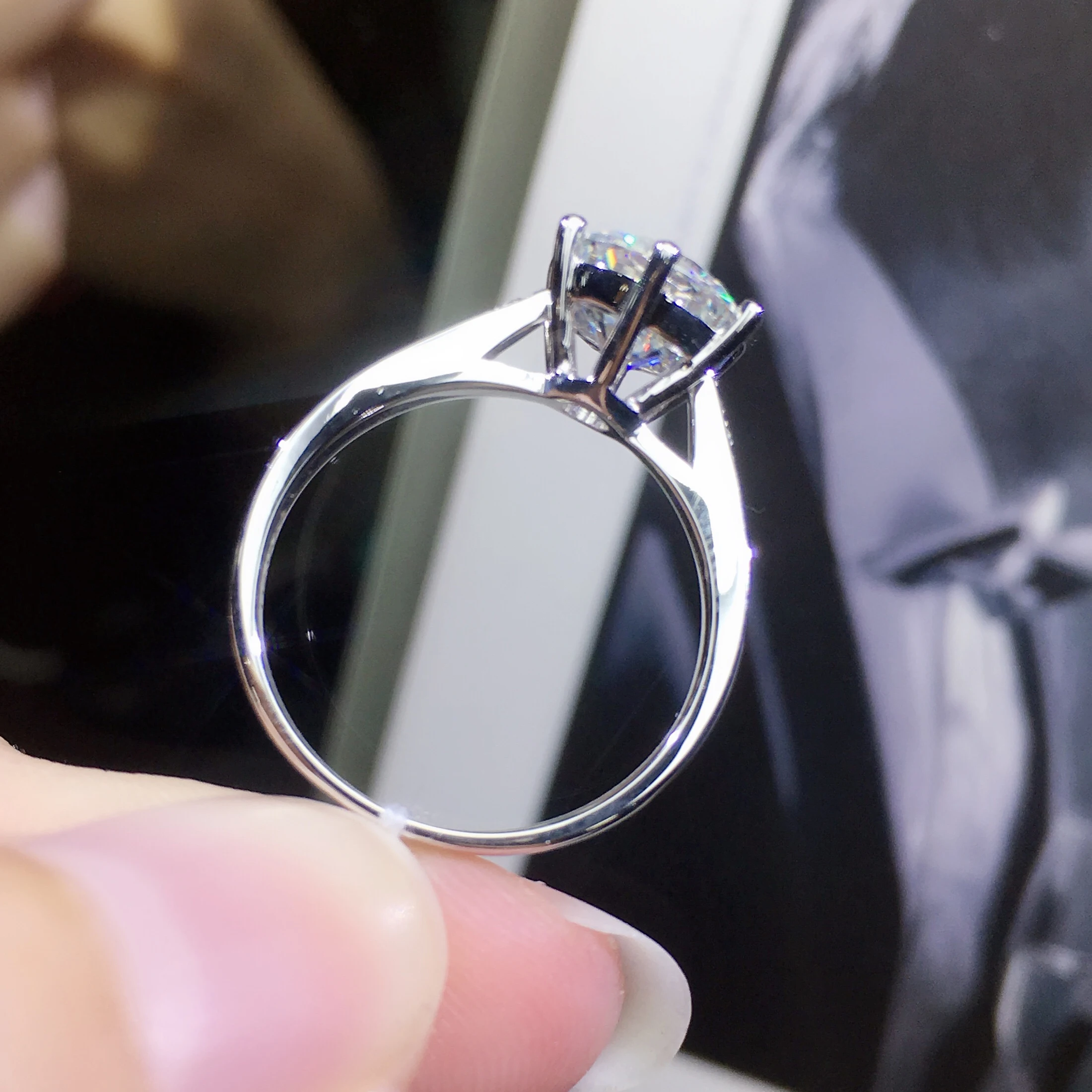 Классическое Стильное кольцо из стерлингового серебра 925 пробы, 1ct карат IJ, однорядное кольцо с муассанитом, ювелирное изделие, Муассанит, юбилейное кольцо