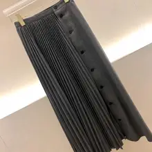 Новинка весны, Женская плиссированная шерстяная юбка, высокое качество, Женская Роскошная юбка миди, gdnz 12,22