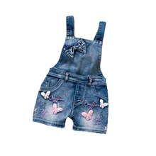 Сезон весна-лето; комбинезон для девочек в американском стиле; милые модные джинсы с потертостями; джинсовый комбинезон; короткие штаны в ковбойском стиле; Цвет Синий