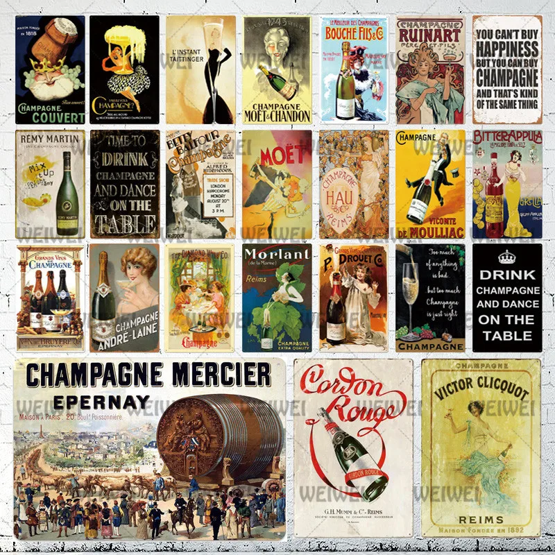 Champagne Grands Mousseux Metal Sign FREE SHIPPING French Bar Decor 