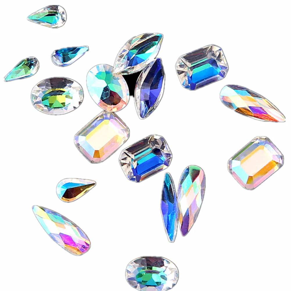 12 Grids AB Clear Irregularity Water Drop Nail Glitter Rhinestone Manicure Tool Nail Art Decoration