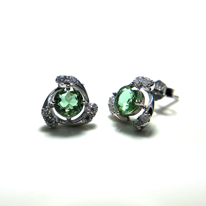 diaspore earrings Bolai, изменение цвета Турция zultanite маленькие серьги, созданный драгоценный камень круглый 5 мм Ювелирные изделия 925 серебро для девочек повседневная одежда - Цвет камня: diaspore earrings