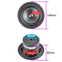 GHXAMP Hifi 5.25Inch 148mm Midrange Speaker Unit 4OHM 35W Alto Mediant Cotton hemp Fiber For Home Meeting Audio 61Hz-10KHz 1pcs 2