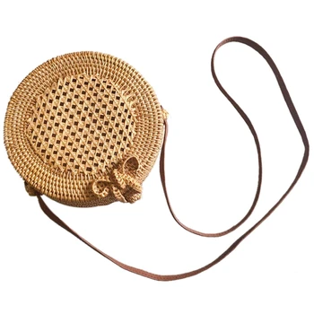 

Women Round Hot Manual Rattan Single For Shoulder Bali Beach Bag