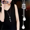 Simulated Pearl Snake Crystal Long Sweater Chain Necklace Vintage Accessary Crystal CollaresStatement Necklace ► Photo 2/6
