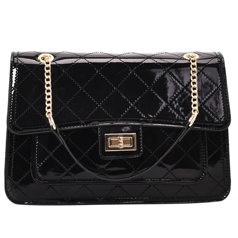

191226 iVog New Arrival Everyday Ladies Shoulder Messenger Handbag Black Chain Fashion PU Hand Bags for Women 2019
