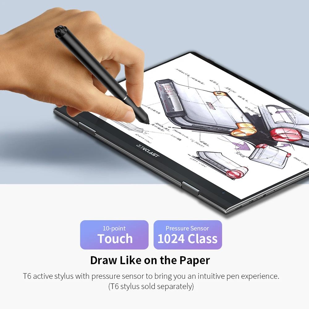 Teclast F5 laptop Windows10 Notebook 11.6" 8GB RAM 256GB SSD Intel Celeron N4100 IPS Touch Screen 360° Rotating 1920*1080 Type-C-2