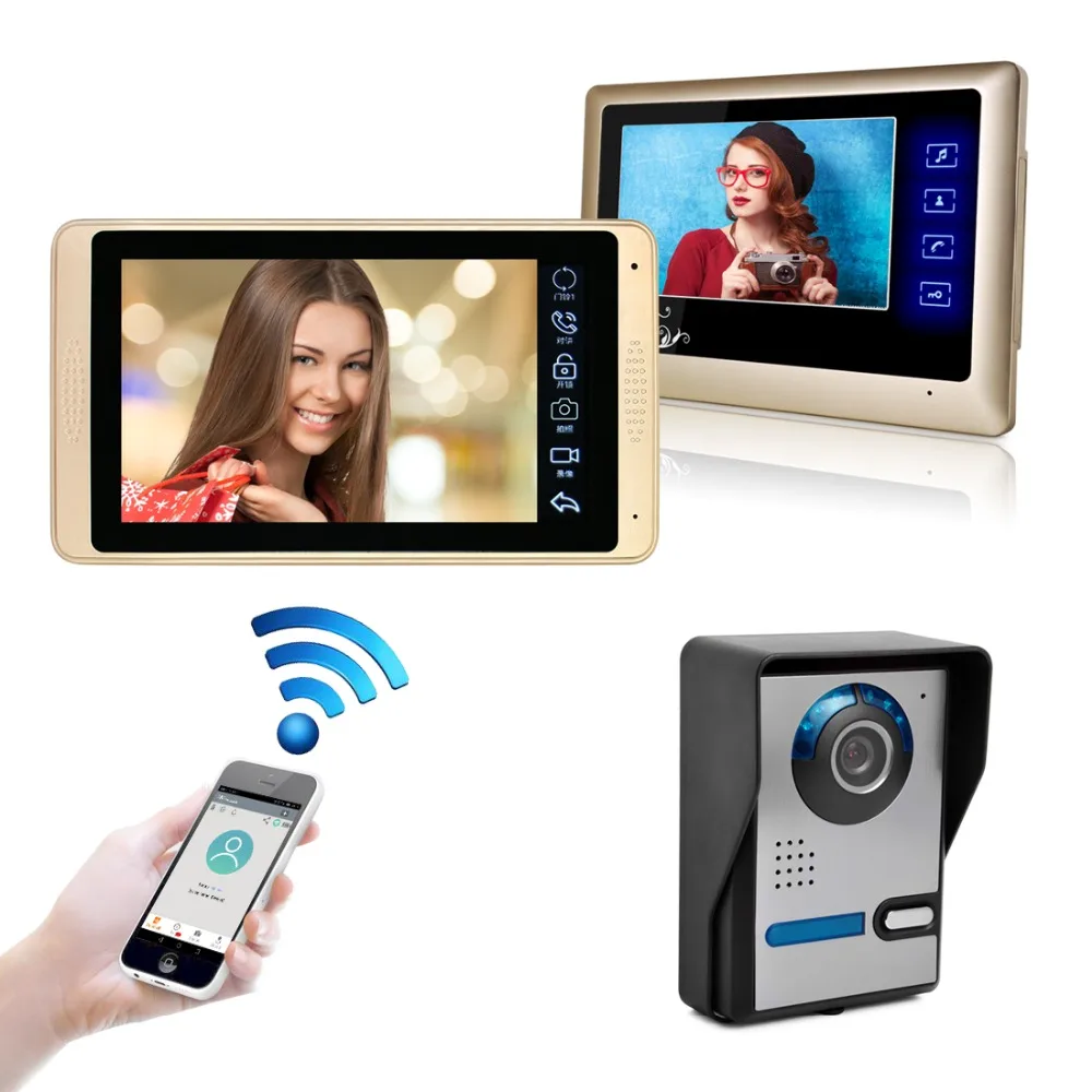DIY 7 дюймов WiFi интеллектуальные Проводные видео входные двери домофон система с непромокаемой камерой безопасности дверной звонок ночного видения