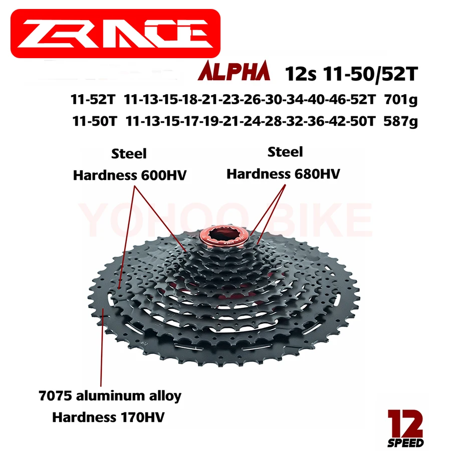 Zracing Alpha велосипед свободного хода 12 скоростей MTB 12s легкая кассета 11-50T 11-52T совместимый M9100 XX1 X01 GX NX Орел Золотой Черный