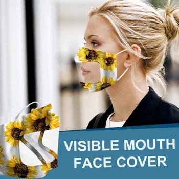 

Unisex transparent Visible print Adult Face Mask With Mouth Expression Lip Reading Reusable Dustproof Protective Mouth Mask