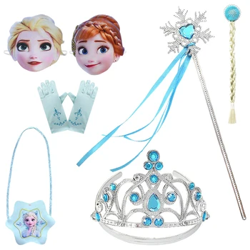 

Disney Princess Frozen 2 Anime Figures Elsa Cosplay Costume Role-playing Props Gloves Crown Magic Wand Bags Masks Toys for Girls