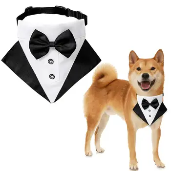 

LanLan Pet Bow Tie Shape Saliva Towel Bib Triangular Neckerchief Cotton Scarf for Dogs Collar