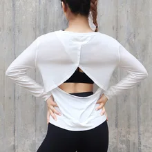 Футболка с длинным рукавом для бега Женская дышащая сетка для тренировки Фитнес Майка бесшовный корсет тонкая майка для фитнеса и йоги T8457