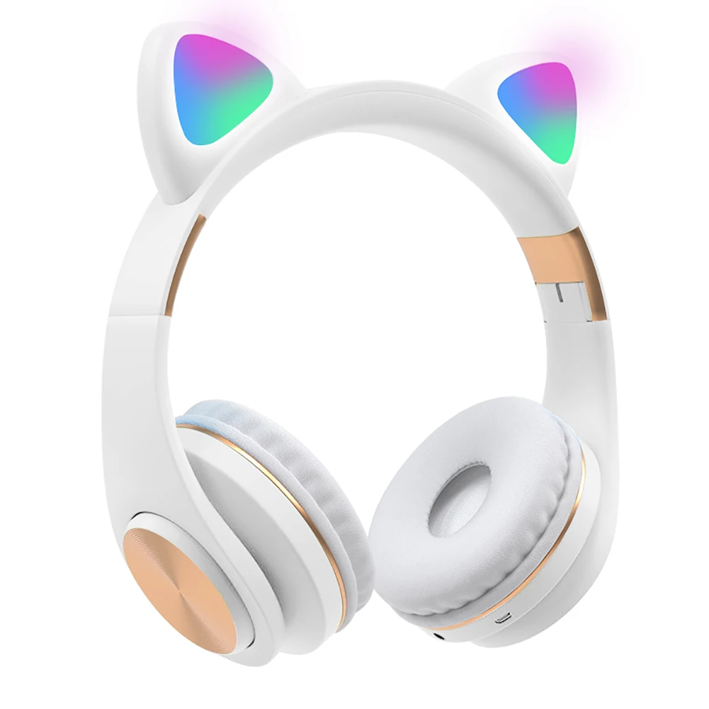 LED Cat Ear Headphones Bluetooth 5 0 Noise Cancelling Adults Kids Flashing Glowing Light Headset Gaming Earphones Creative Gift