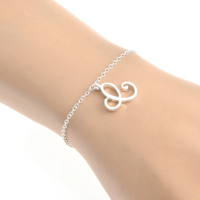 Monogram Cursive Initial M Name Bracelet Swirl English Alphabet