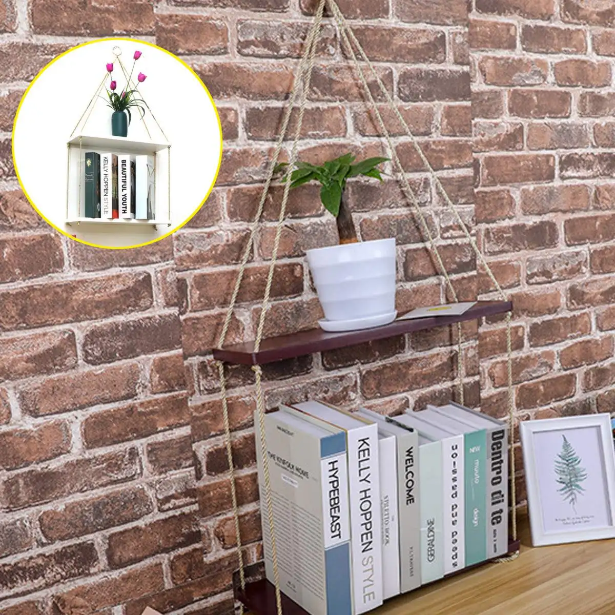 

New 2 Tiers Wall Shelf Hanging Flowers Pots Stand Holder Wall Partition Ornament Storage Rack Organizer Home Office Decoration