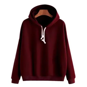 

Harajuku Women Ladies Teenager Plain Pullover Drawstring Hoodies Hooded Hip-hop Jumper Sweatshirt Solid Autumn Warm