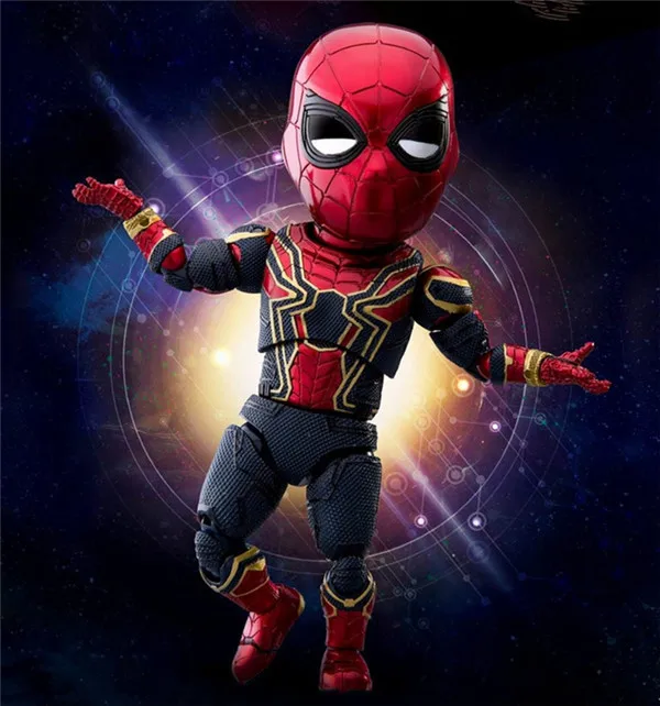 Marvel Мстители 3 неограниченная война Милая большая голова яйцо Железо и Сталь человек-паук мобильный Гараж Комплект украшения