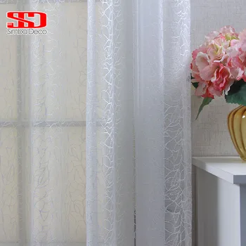 

Modern White Solid Tulle Curtains To The Living Room Bedroom Stripe Fabric Drapes Organza European Window Treatment Ready Made