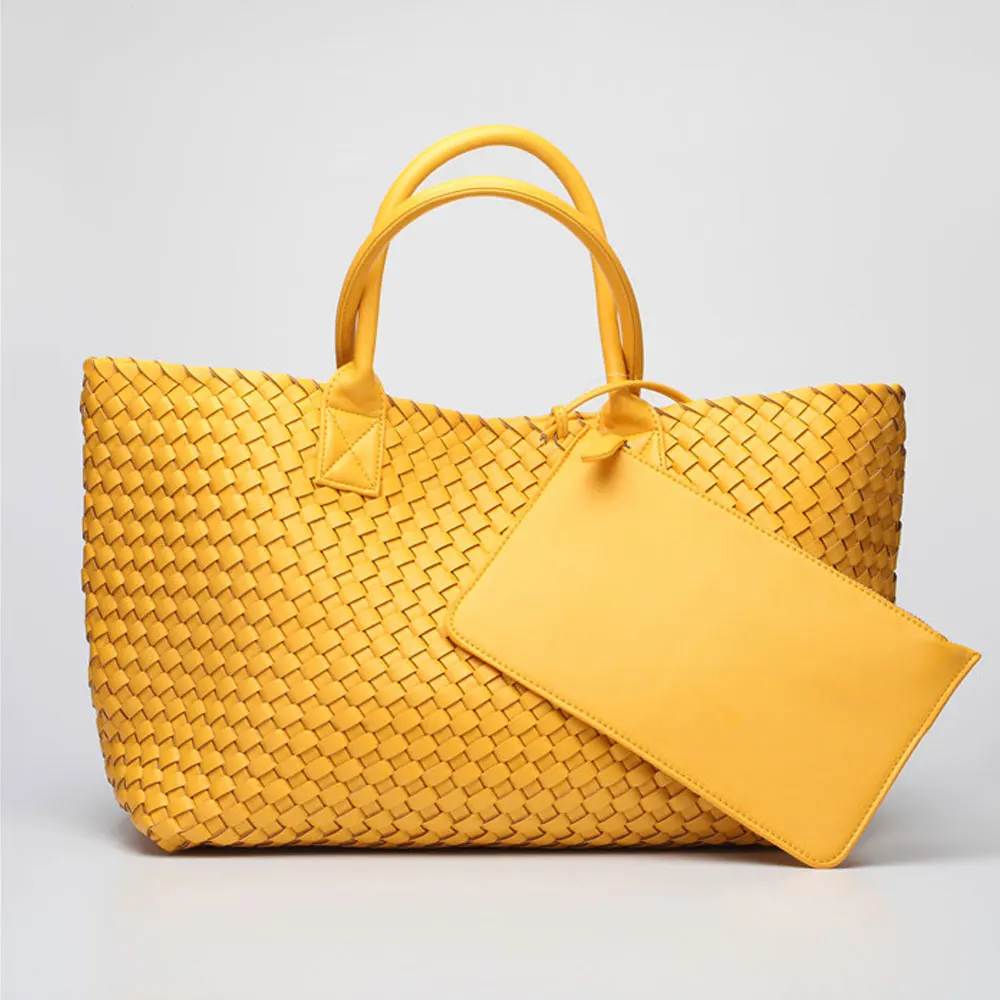 

SHUNRUYAN New woven handbags imitation sheepskin star shoulder bag large capacity bucket bag woven tote bag women leather handba