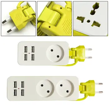 

EU Plug 4 USB Socket Power Strip Electric Surge Protector Smart Wall Charger Hub