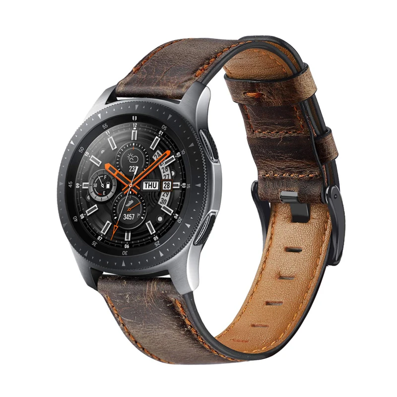 Ремешок из натуральной кожи для Samsung Gear S3 Galaxy Watch 46 мм браслет Huawei watch GT 2 amazfit GTR 47