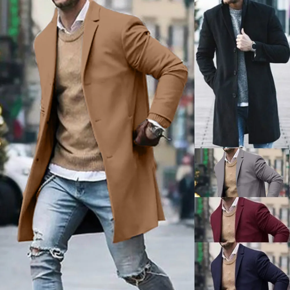 Мужская куртка, Тренч, Мужское пальто, уличная блузка, Осень-зима, на пуговицах, тонкий костюм с длинными рукавами, Тренч, топ, блузка h4