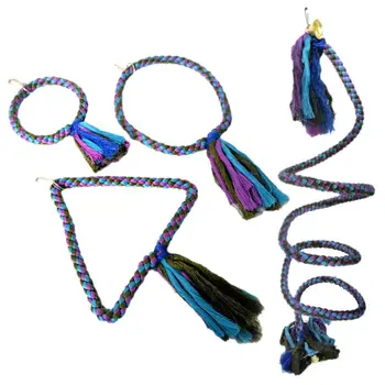 

5 Pcs Bird Swing Hanging Parrot Spiral Rope Toys with Bells Chewing String Perch