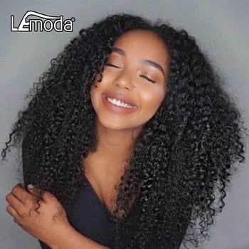 

Afro Kinky Curly Hair Clip Human Hair Clips In Extensions Lemoda Brazilian Hair Full Head 8 Pcs/Set 120G Natural Black Free Ship